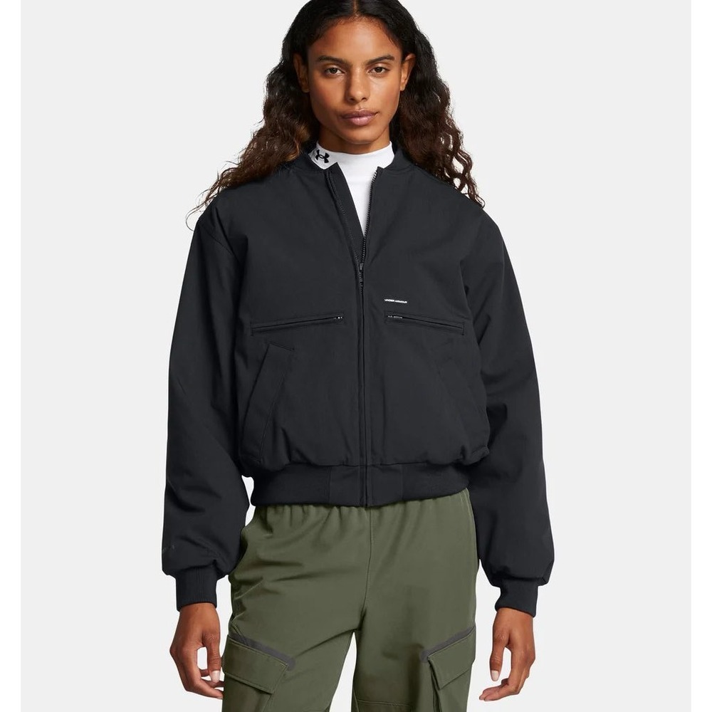 Under Armour Expanse Fleece Lined Bomber Jacket Black Large $130